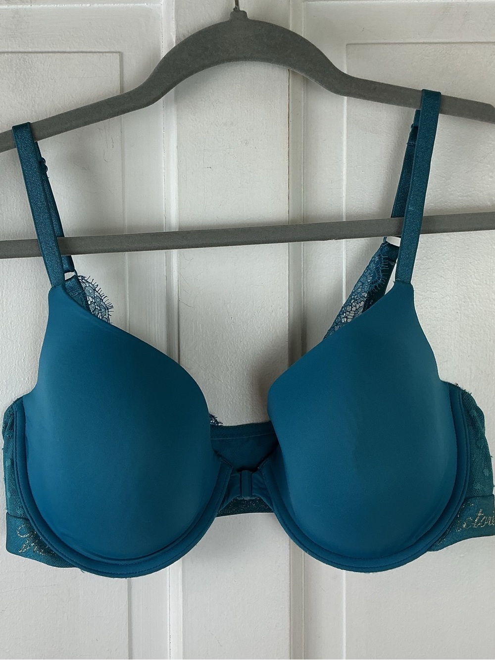 Victoria Secret Lightly Lined Demi T-shirt Bra Teal Lace 38D